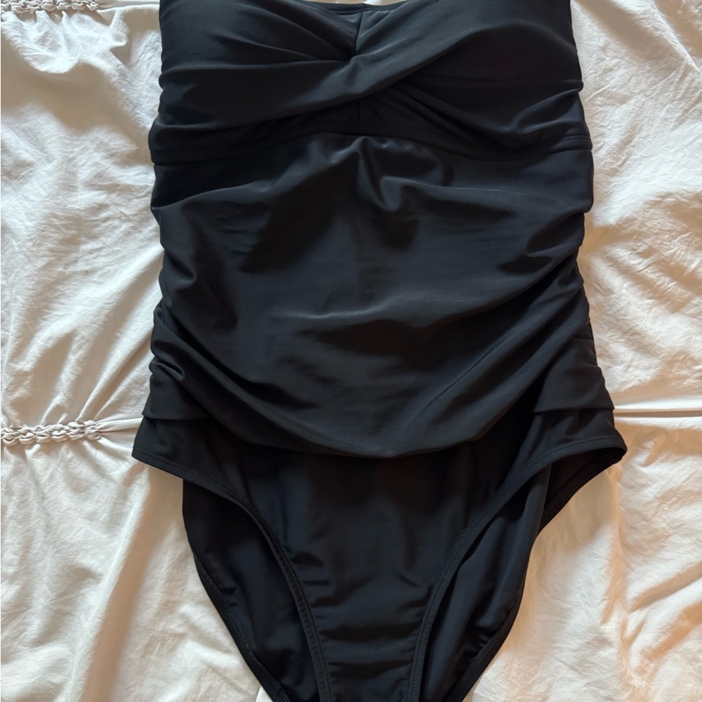Kona Sol Maternity Elegant Black One-Piece Swimsuit